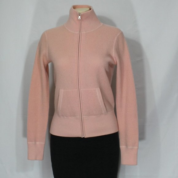 banana republic cashmere cardigan sweater full zipper blush  2 pockets Medium - Picture 1 of 8